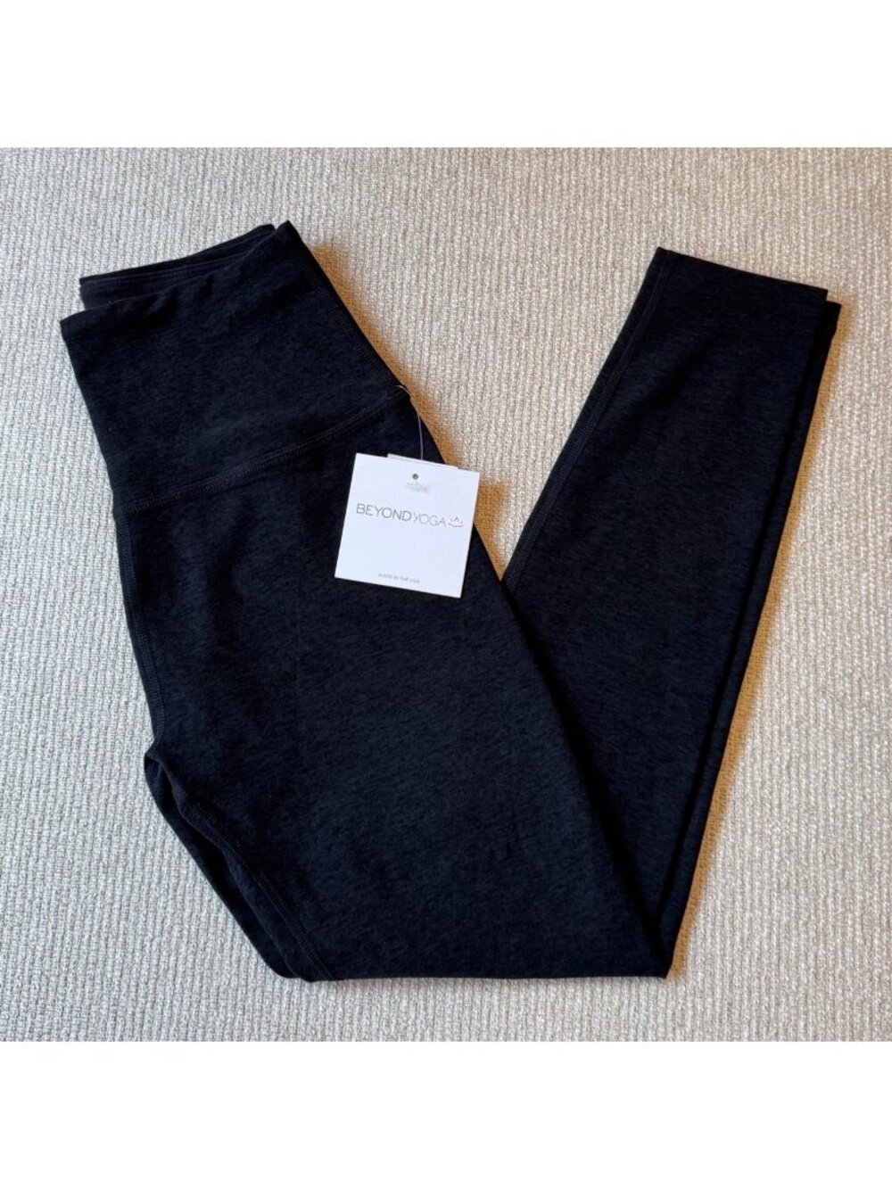 NWT Beyond Yoga Black Leggings Size Medium Dark Night Made in USA